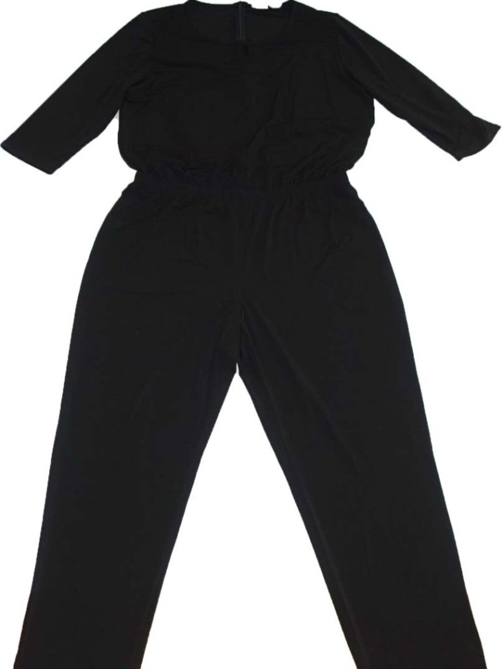 Chico's Women's Easywear Jumpsuit Size 2 / 12 Black 3/4 Sleeves 29" Inseam